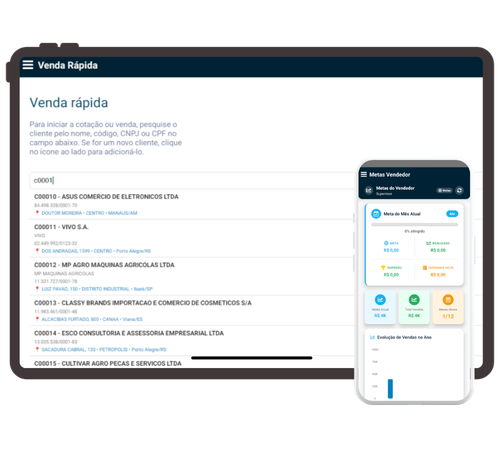 App para vendedores externos, representantes, cotação e pedido de vendas.